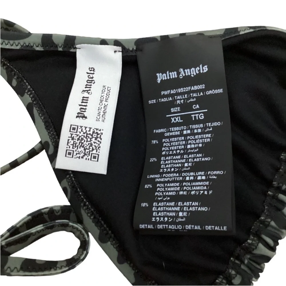 NWT Palm Angels Animal Print Brazilian Bikini Set in  Green & Black Size XXL